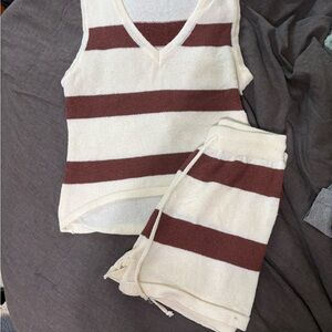 NWOT Striped Knit Tank and Shorts Set